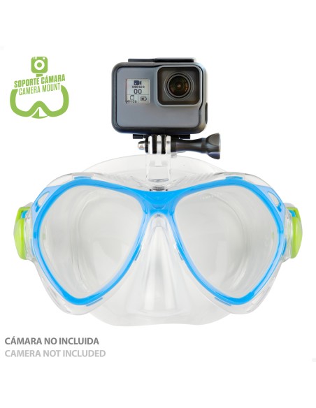 Conjunto de óculos de mergulho infantil com snorkel e suporte para câmera | Distria