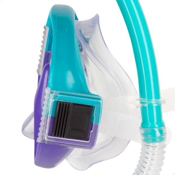 Conjunto de óculos de mergulho para adultos com snorkel roxo e turquesa | Distria