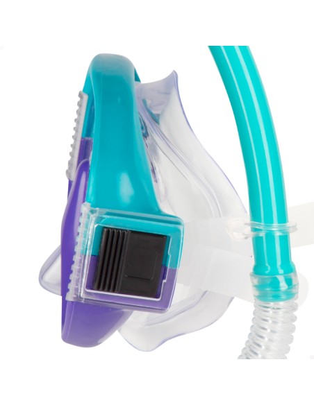 Conjunto de óculos de mergulho para adultos com snorkel roxo e turquesa | Distria