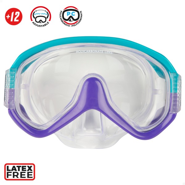 Conjunto de óculos de mergulho para adultos com snorkel roxo e turquesa | Distria