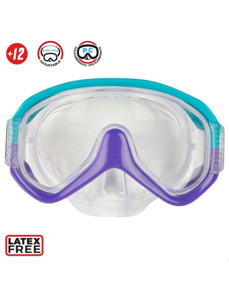 Conjunto de óculos de mergulho para adultos com snorkel roxo e turquesa | Distria
