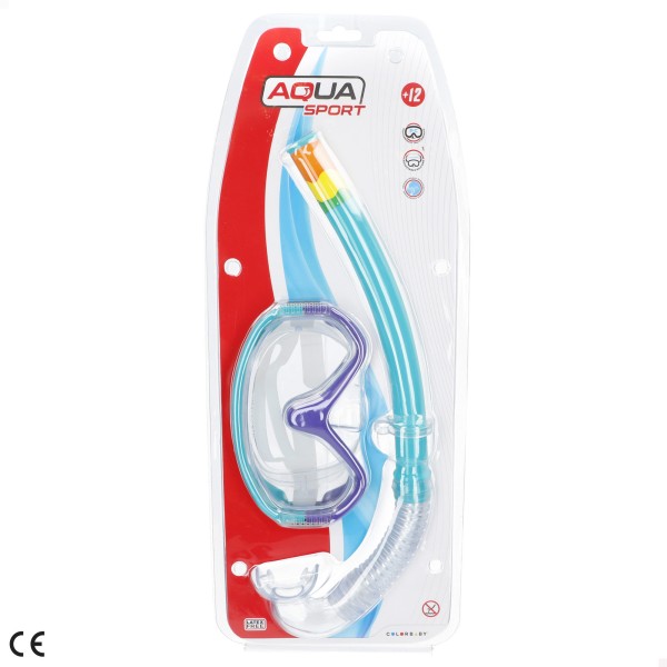 Conjunto de óculos de mergulho para adultos com snorkel roxo e turquesa | Distria
