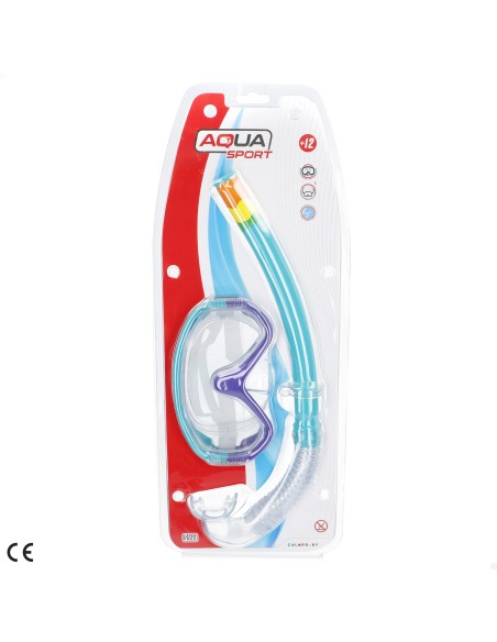 Conjunto de óculos de mergulho para adultos com snorkel roxo e turquesa | Distria