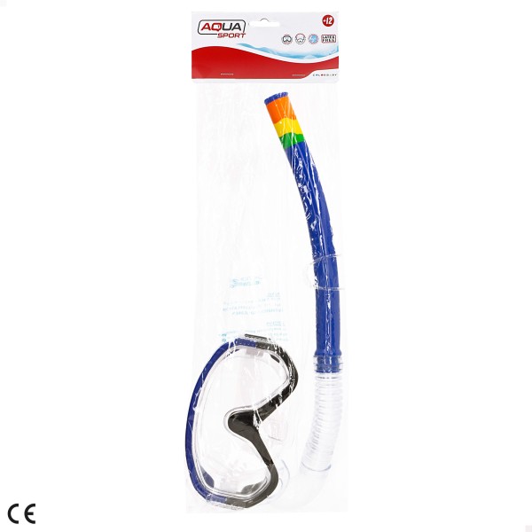 Conjunto de óculos de mergulho para adultos com tubo azul e preto | Distria