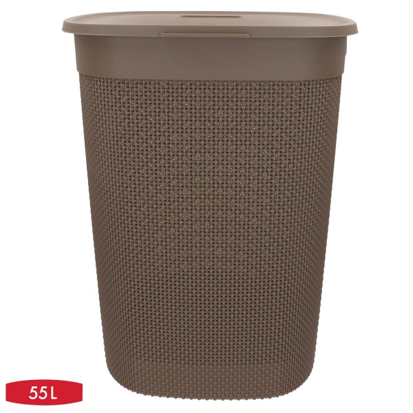 Cesto para roupa suja Curver Filo 55L com tampa castanha | Distria