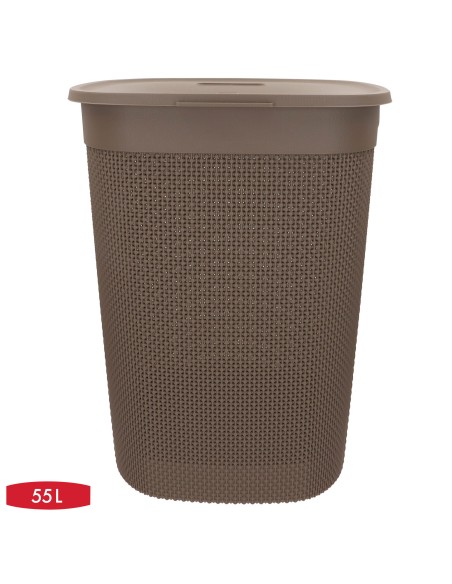 Cesto para roupa suja Curver Filo 55L com tampa castanha | Distria