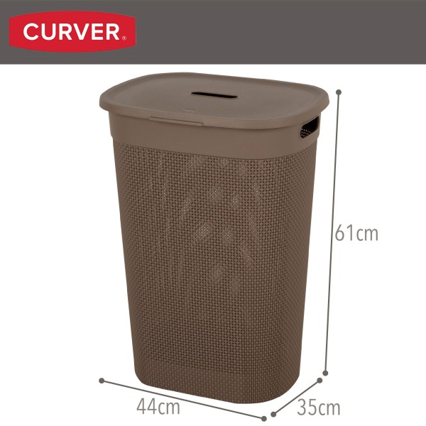Cesto para roupa suja Curver Filo 55L com tampa castanha | Distria