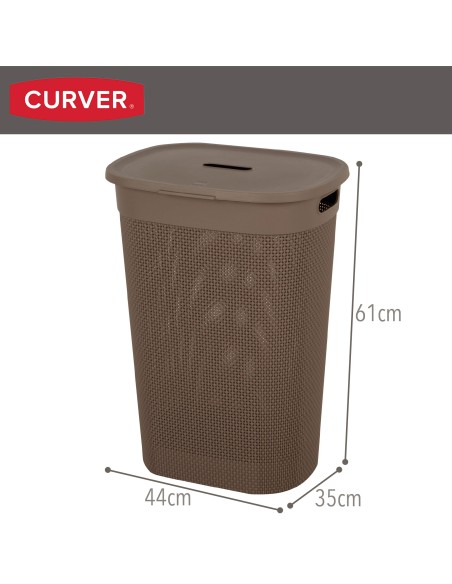 Cesto para roupa suja Curver Filo 55L com tampa castanha | Distria