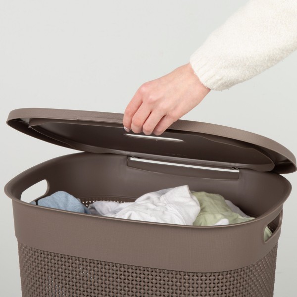 Cesto para roupa suja Curver Filo 55L com tampa castanha | Distria