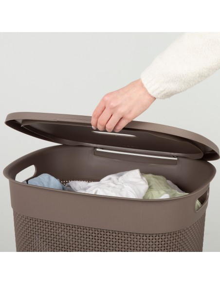 Cesto para roupa suja Curver Filo 55L com tampa castanha | Distria