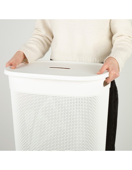 Cesto para roupa suja Curver Filo 55L com tampa castanha | Distria
