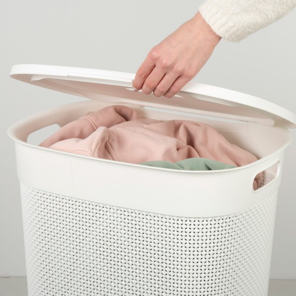 Cesto para roupa suja Curver Filo 55L com tampa castanha | Distria