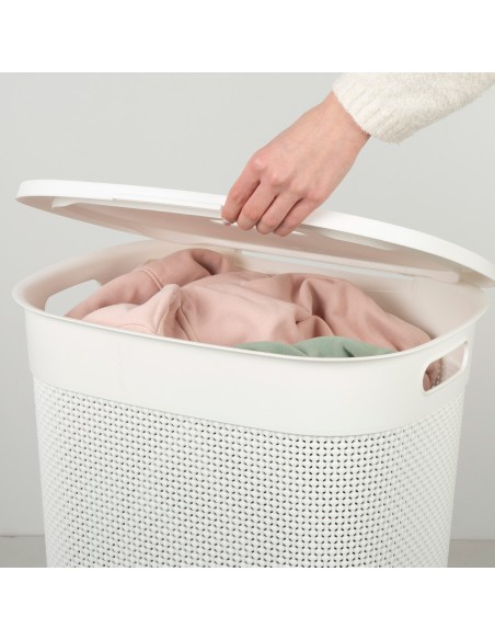 Cesto para roupa suja Curver Filo 55L com tampa castanha | Distria