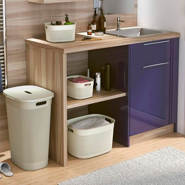 Cesto para roupa suja Curver Filo 55L com tampa castanha | Distria