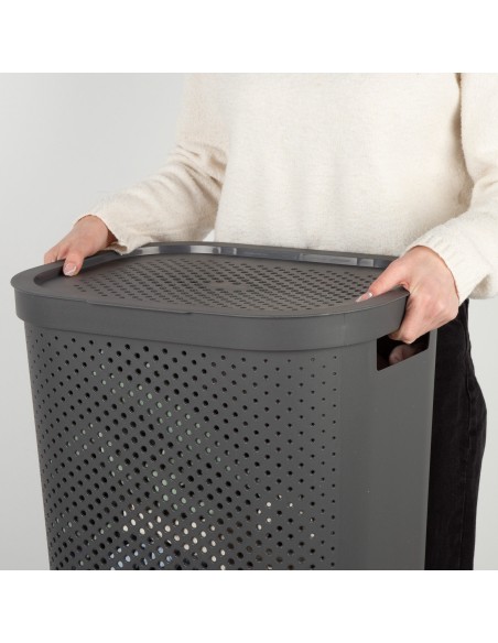 Cesto para roupa suja Curver Infinity 60L cinzento com tampa | Distria