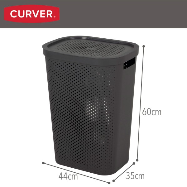Cesto para roupa suja Curver Infinity 60L cinzento com tampa | Distria
