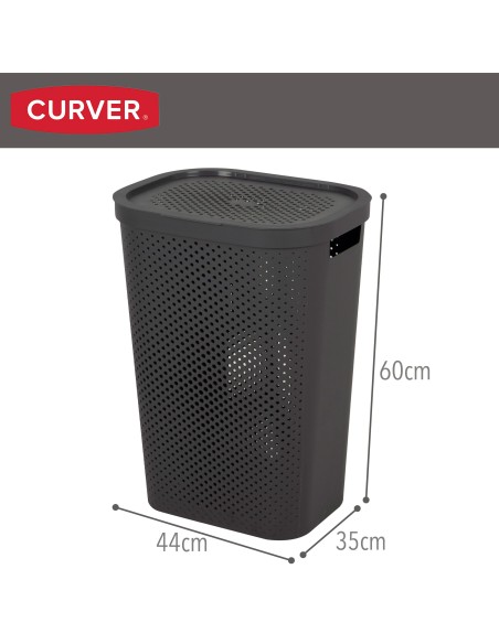 Cesto para roupa suja Curver Infinity 60L cinzento com tampa | Distria