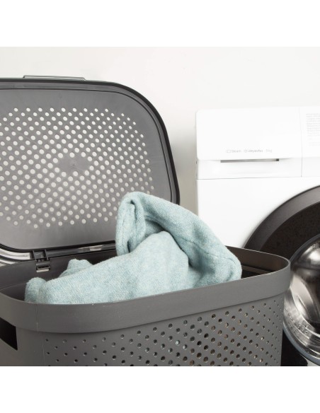 Cesto para roupa suja Curver Infinity 60L cinzento com tampa | Distria