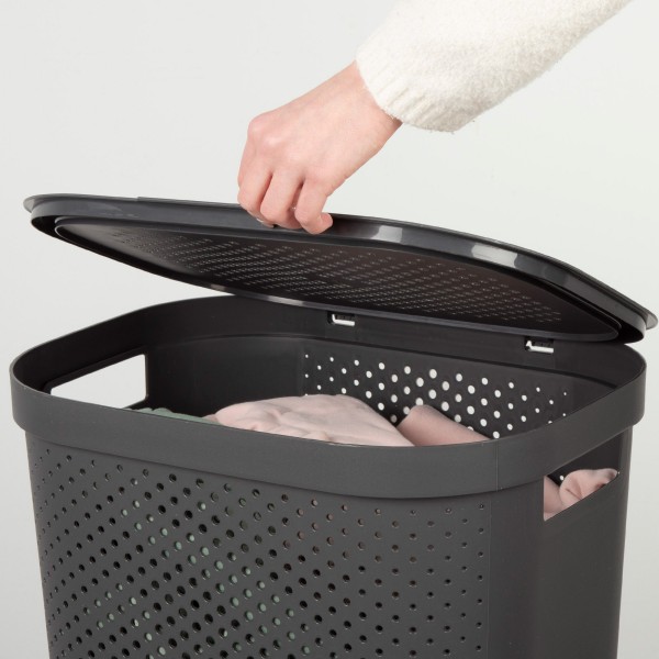 Cesto para roupa suja Curver Infinity 60L cinzento com tampa | Distria