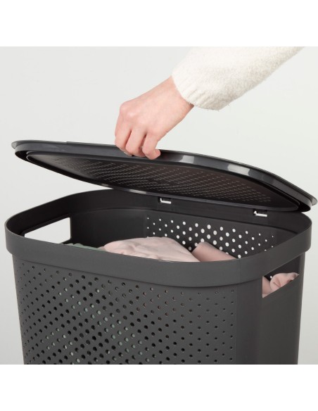Cesto para roupa suja Curver Infinity 60L cinzento com tampa | Distria
