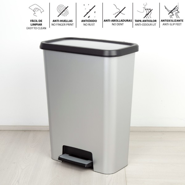 Caixote do lixo Curver Compatta 50L metálico | Distria
