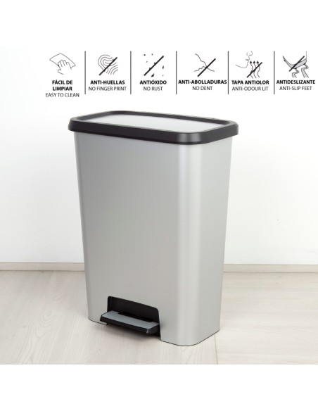 Caixote do lixo Curver Compatta 50L metálico | Distria