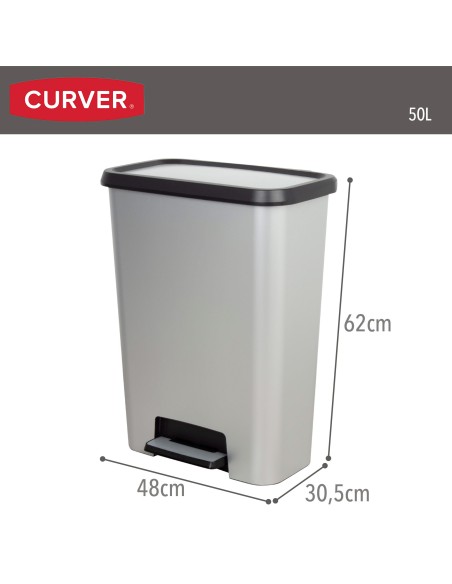 Caixote do lixo Curver Compatta 50L metálico | Distria
