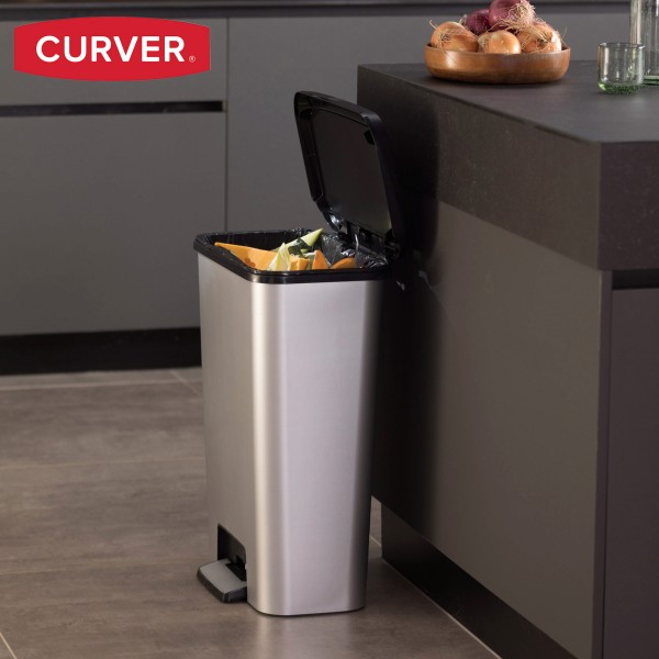 Caixote do lixo Curver Compatta 50L metálico | Distria