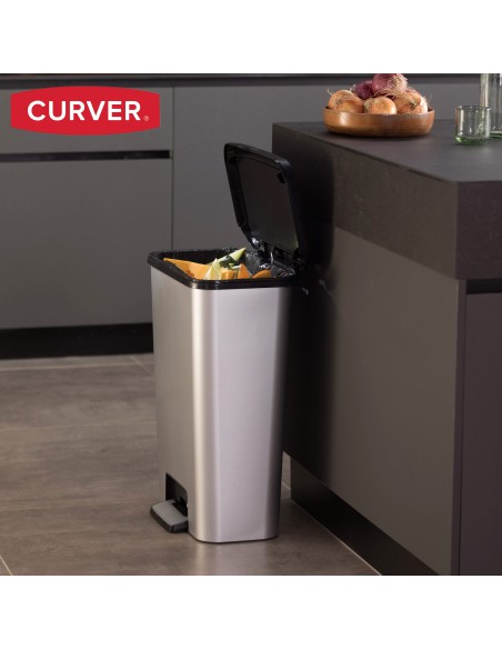 Caixote do lixo Curver Compatta 50L metálico | Distria