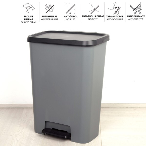 Caixote do lixo Curver Compatta 50L cinzento | Distria