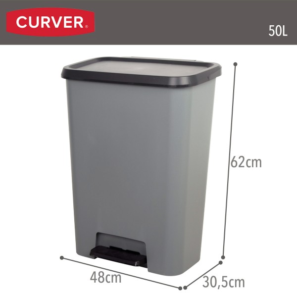 Caixote do lixo Curver Compatta 50L cinzento | Distria