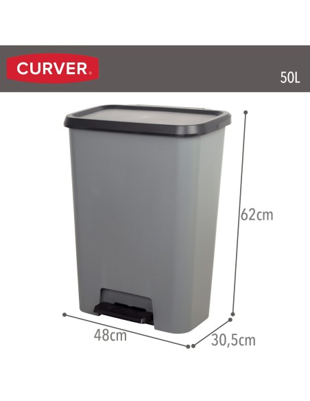 Caixote do lixo Curver Compatta 50L cinzento | Distria