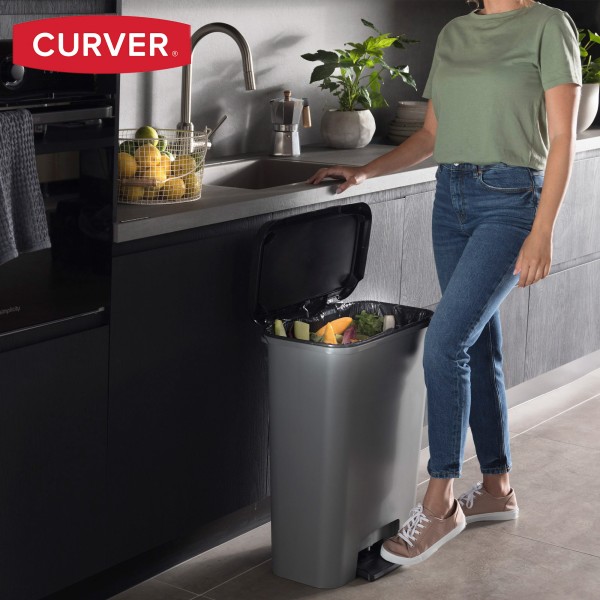 Caixote do lixo Curver Compatta 50L cinzento | Distria