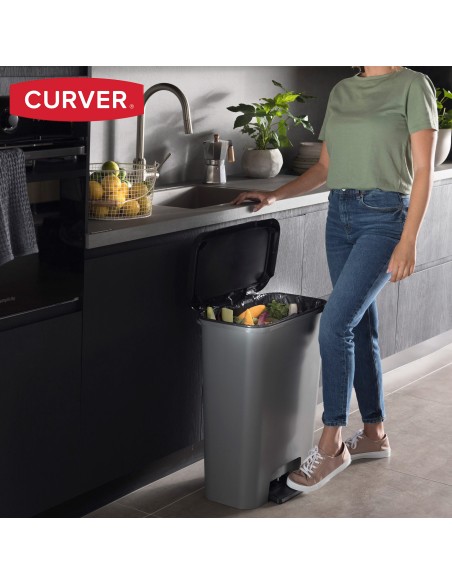 Caixote do lixo Curver Compatta 50L cinzento | Distria