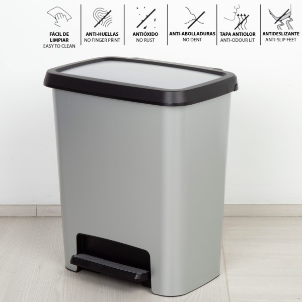 Caixote do lixo Curver Compatta 25L metálico | Distria