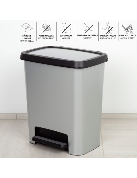 Caixote do lixo Curver Compatta 25L metálico | Distria