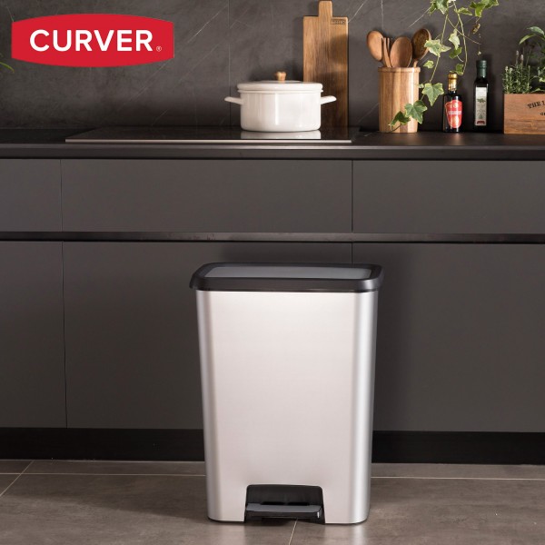 Caixote do lixo Curver Compatta 25L metálico | Distria