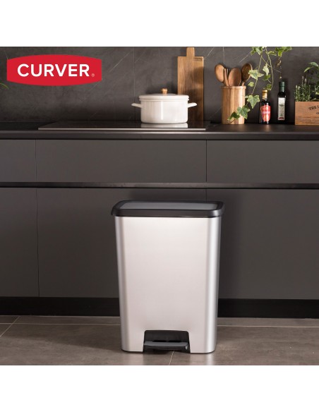 Caixote do lixo Curver Compatta 25L metálico | Distria