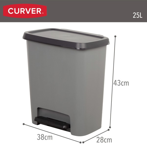 Caixote do lixo Curver Compatta 25L cinzento | Distria