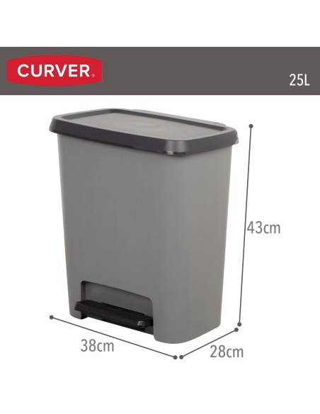 Caixote do lixo Curver Compatta 25L cinzento | Distria