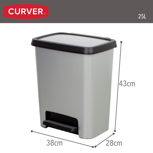 Caixote do lixo Curver Compatta 25L metálico | Distria