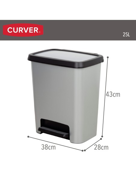 Caixote do lixo Curver Compatta 25L metálico | Distria