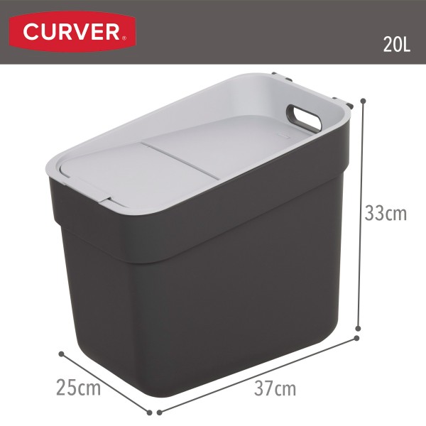 Caixote de reciclagem Curver 20L cinzento | Distria
