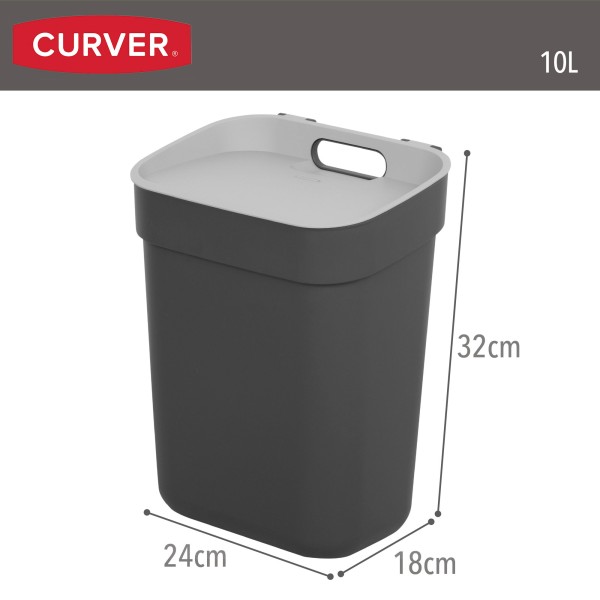 Caixote do lixo para reciclagem Curver 10L cinzento | Distria
