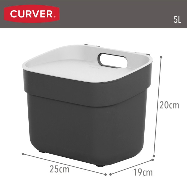 Caixote do lixo para reciclagem Curver 5L cinzento | Distria