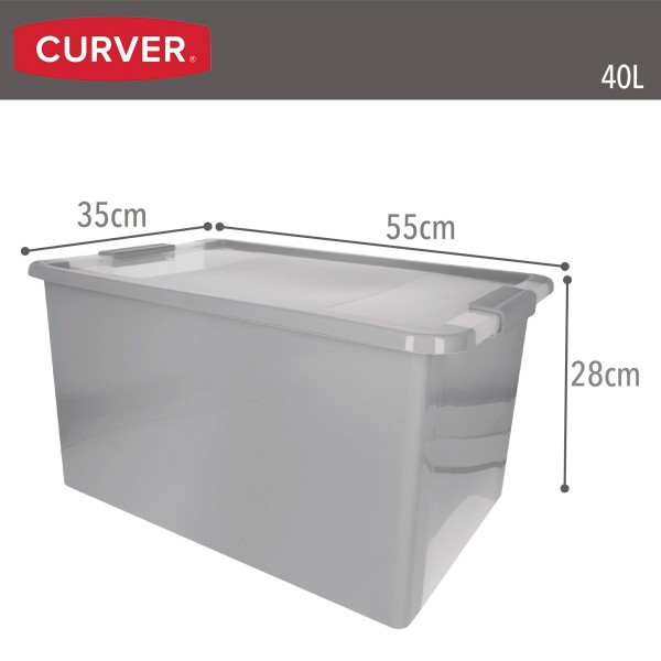 Caixa de arrumação Curver Bi-Box 40L cinzenta | Distria