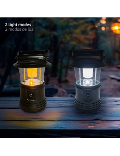 Candeeiro de campismo 2 em 1 com gancho e 2 modos de iluminação | Distria 2