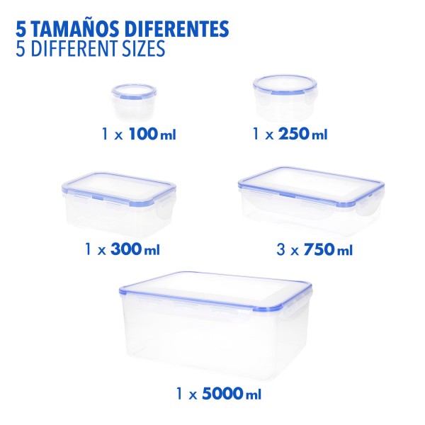 Max Home Pack 7 recipientes de plástico herméticos | Distria