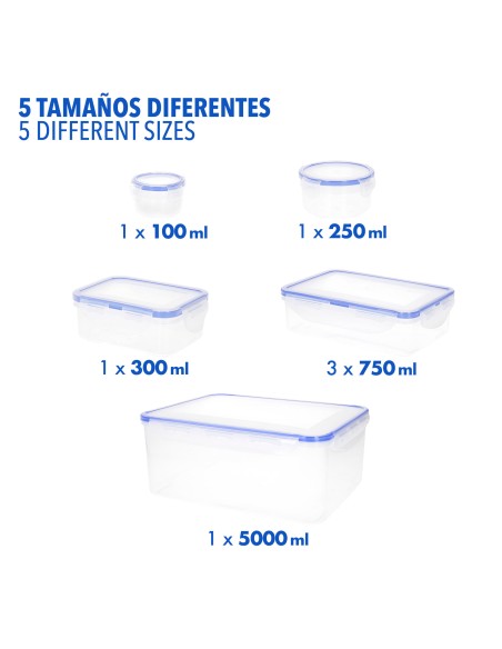 Max Home Pack 7 recipientes de plástico herméticos | Distria