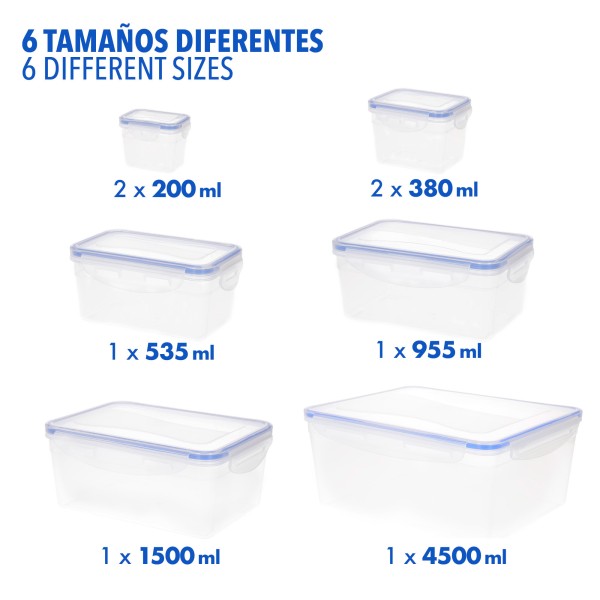 Max Home Pack 8 recipientes de plástico herméticos | Distria